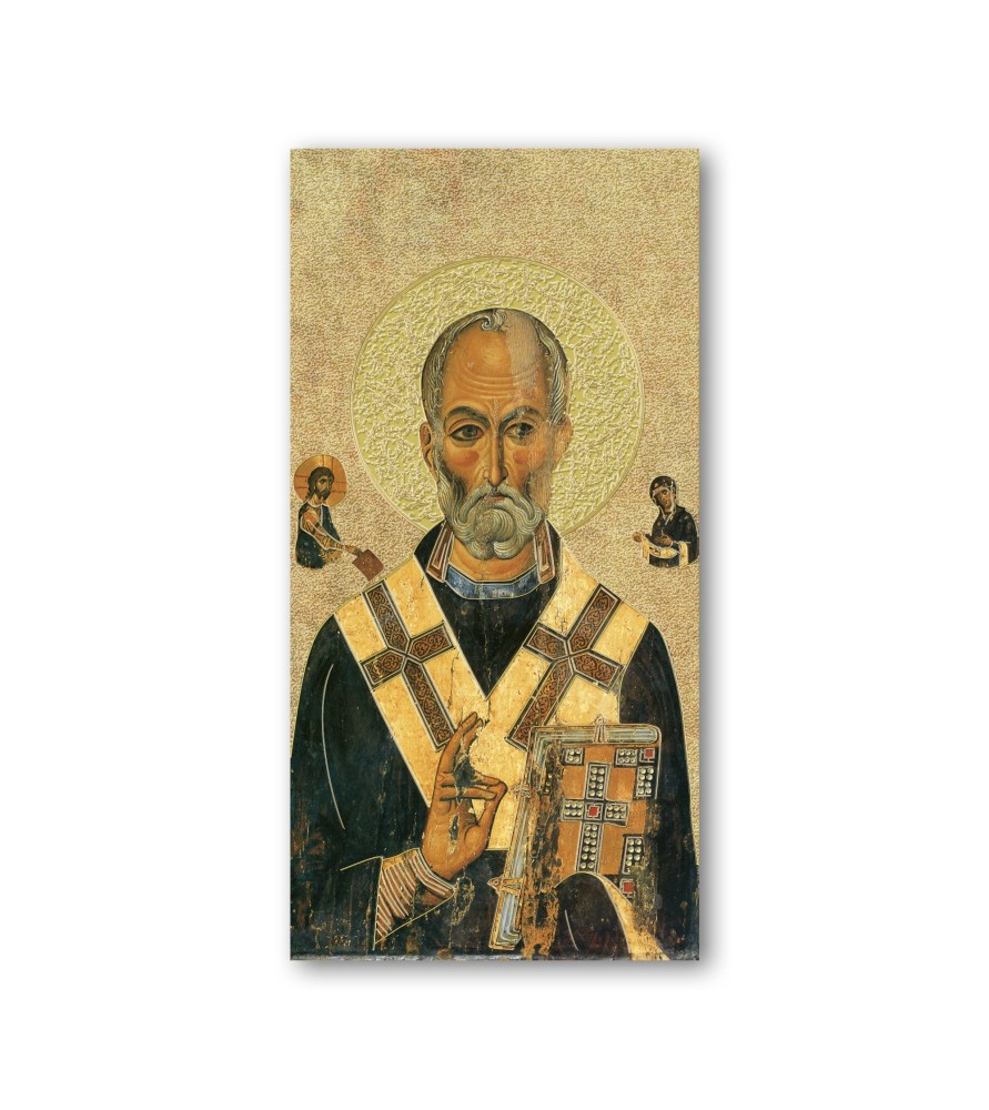 Pacchetto da 100 pezzi di:Segnalibro con oro a caldo dell'icona di San Nicola Pacchetto da 100 pezzi di:Segnalibro con oro a caldo dell'icona di San Nicola