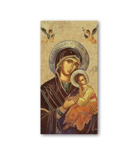 Pacchetto da 100 pezzi di:Segnalibro con oro a caldo della Madonna del Pepetuo Soccorso