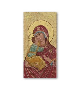 Pacchetto da 100 pezzi di:Segnalibro con oro a caldo dell'icona della Madonna della Tenerezza