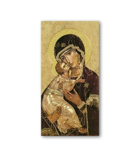 Pacchetto da 100 pezzi di:Segnalibro con oro a caldo dell'icona della Madonna della Tenerezza