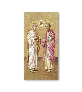 Pacchetto da 100 pezzi di:Segnalibro con oro a caldo dell'icona dei Santi Pietro e Paolo