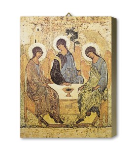 Tavola Lignea dell'icona della Trinità di Reblev in scatola regalo