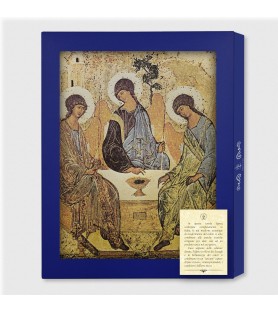 Tavola Lignea dell'icona della Trinità di Reblev in scatola regalo