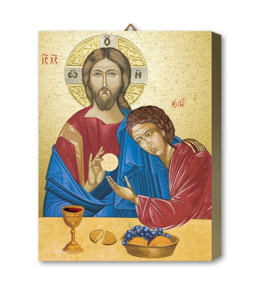 Tavola Lignea dell'icona di Gesù con San Giovanni in scatola regalo