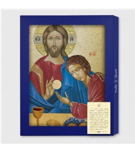 Tavola Lignea dell'icona di Gesù con San Giovanni in scatola regalo