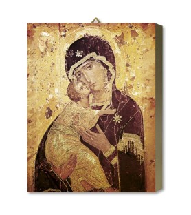 Tavola Lignea dell'icona della Madonna della Tenerezza in scatola regalo