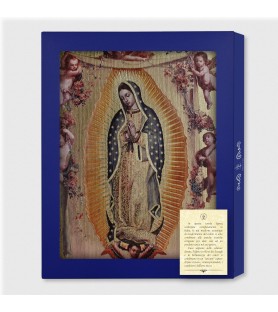 Tavola Lignea della Madonna di Guadalupe con angeli in scatola regalo