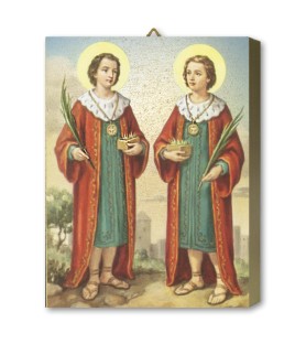 Tavola Lignea dei Santi Medici Cosma e Damiano in scatola regalo