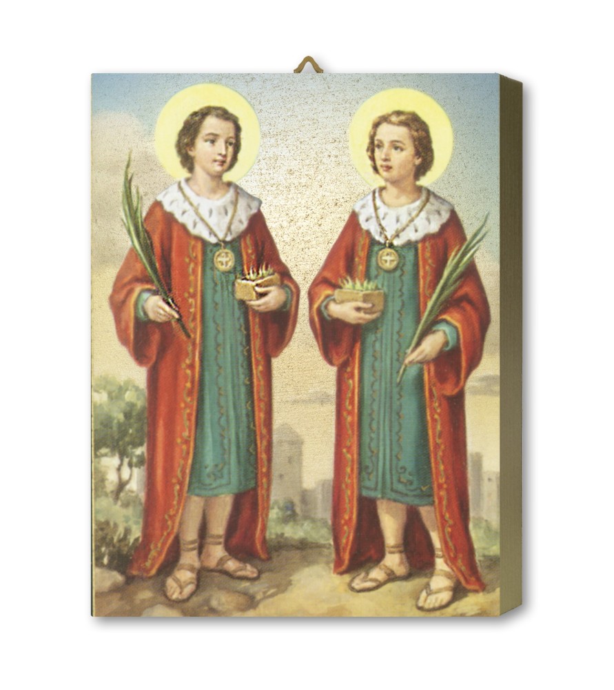 Tavola Lignea dei Santi Medici Cosma e Damiano in scatola regalo