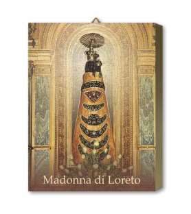 Tavola Lignea dell'icona della Madonna di Loreto in scatola regalo