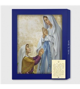 Tavola Lignea dell'Apparizione di Lourdes con Bernadette in scatola regalo