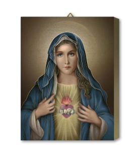 Tavola Lignea del Cuore Immacolato di Maria in scatola regalo