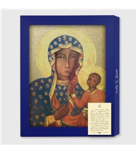 Tavola Lignea dell'icona della Madonna di Czestochowa in scatola regalo