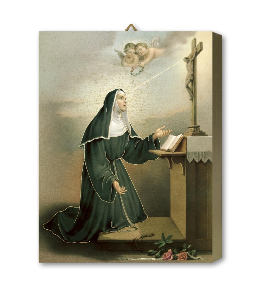 Tavola Lignea di Santa Rita da Cascia in scatola regalo