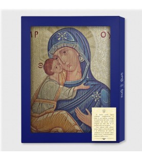 Tavola Lignea dell'icona della Madonna della Tenerezza in scatola regalo