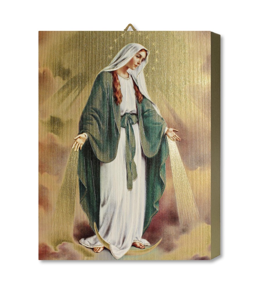 Tavola Lignea dell'icona della Madonna Miracolosa in scatola regalo