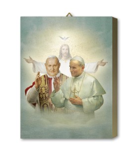 Tavola Lignea dei Santi Papa Giovanni Paolo II e Giovanni XXIII in scatola regalo