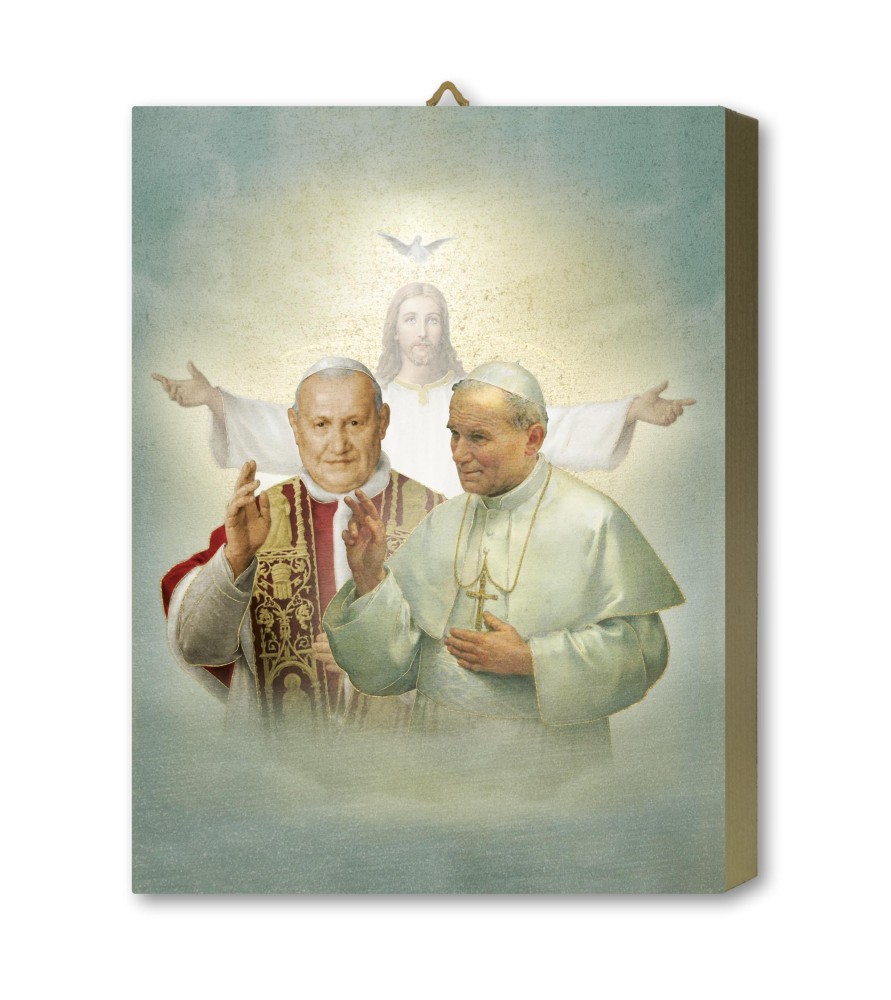 Tavola Lignea dei Santi Papa Giovanni Paolo II e Giovanni XXIII in scatola regalo