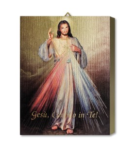 Tavola Lignea del Gesù Misericordioso in scatola regalo