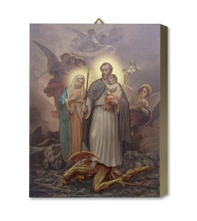 Tavola Lignea di San Giuseppe Protettore della Sacra Famiglia in scatola regalo