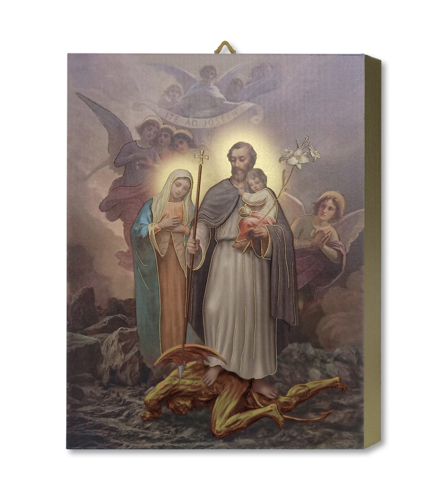 Tavola Lignea di San Giuseppe Protettore della Sacra Famiglia in scatola regalo