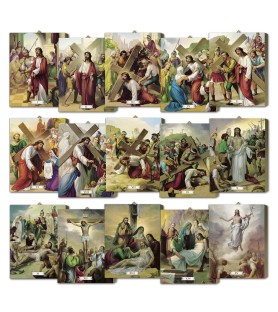 Raccolta delle tavole lignee raffiguranti la Via Crucis in scatola regalo