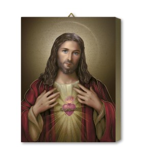 Tavola Lignea del Sacro Cuore di Gesù in scatola regalo
