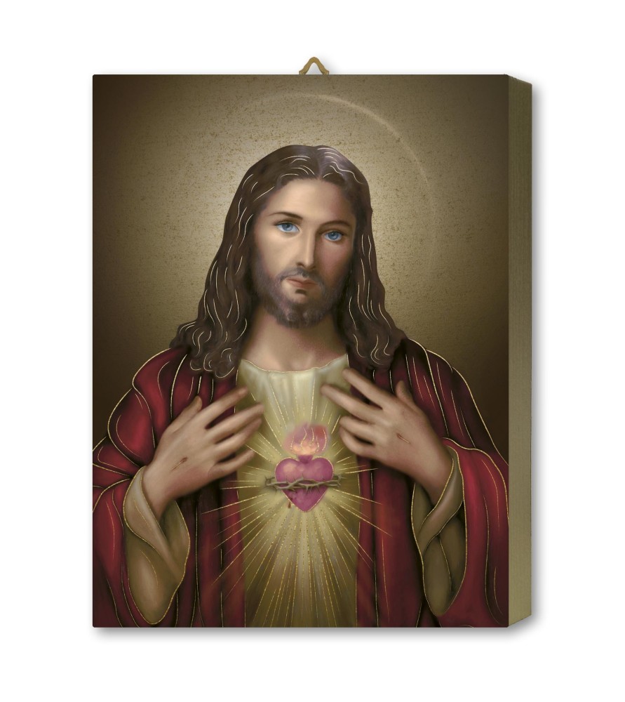 Tavola Lignea del Sacro Cuore di Gesù in scatola regalo