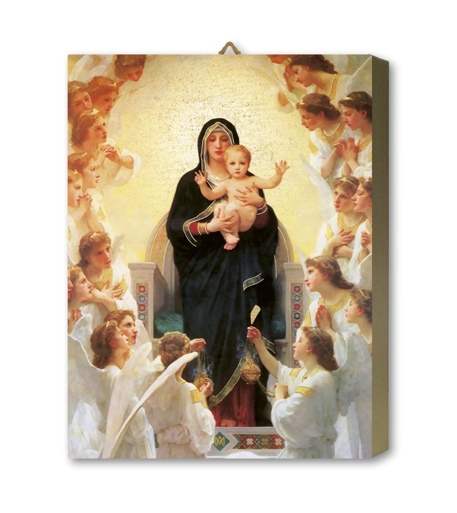 Tavola Lignea di Maria Regina degli Angeli di Bourgerau in scatola regalo