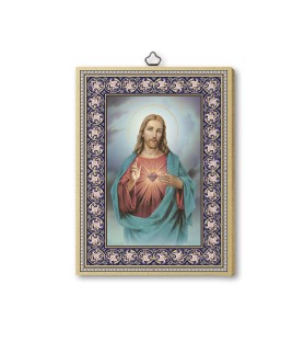 Quadretto in MDF con bordo dorato del Sacro Cuore di Gesù