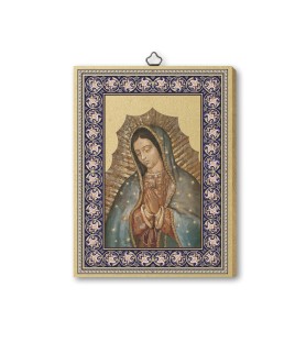 Quadretto in MDF con bordo dorato della Madonna di Guadalupe