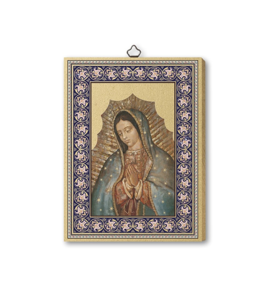 Quadretto in MDF con bordo dorato della Madonna di Guadalupe Quadretto in MDF con bordo dorato della Madonna di Guadalupe