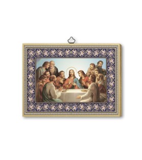 Quadretto in MDF con bordo dorato con l'Ultima Cena
