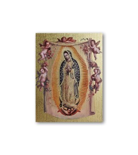 Quadretto in MDF della Madonna di Guadalupe con angeli
