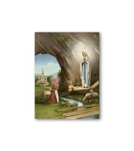 Quadretto in MDF dell'Apparizione della Madonna di Lourdes nella grotta