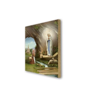 Quadretto in MDF dell'Apparizione della Madonna di Lourdes nella grotta