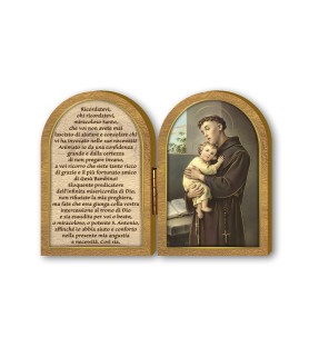 Dittico in legno di Sant'Antonio con preghiera