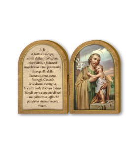 Dittico in legno di San Giuseppe con preghiera
