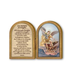 Dittico in legno di San Michele con preghiera