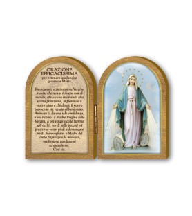 Dittico in legno della Madonna Miracolosa con preghiera