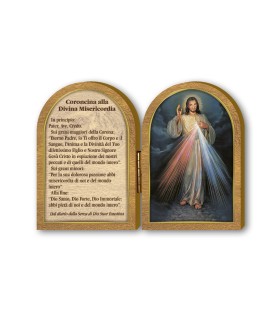 Dittico in legno di Gesù Misericordioso con preghiera