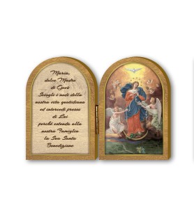 Dittico in legno della Maria che scioglie i nodi con preghiera