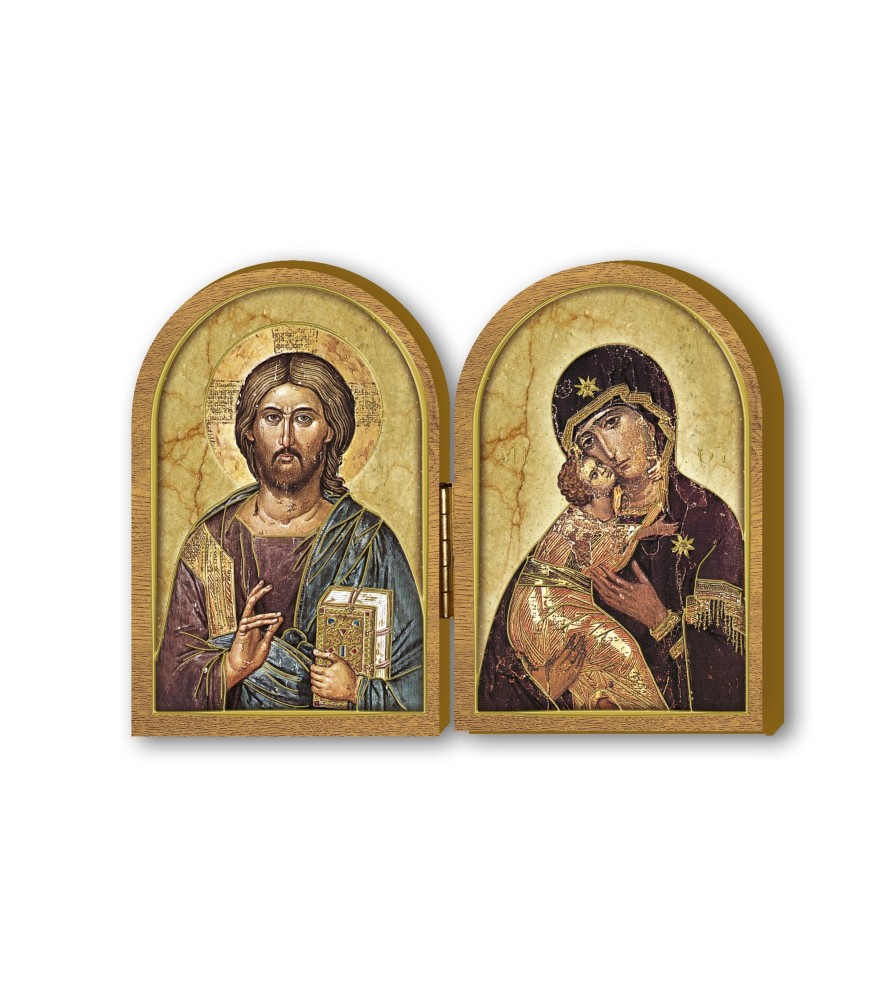 Dittico in legno di Gesù Maestro e della Madonna della Tenerezza