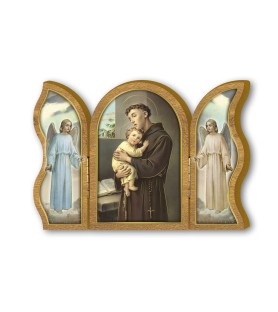 Trittico devozionale in legno di Sant'Antonio