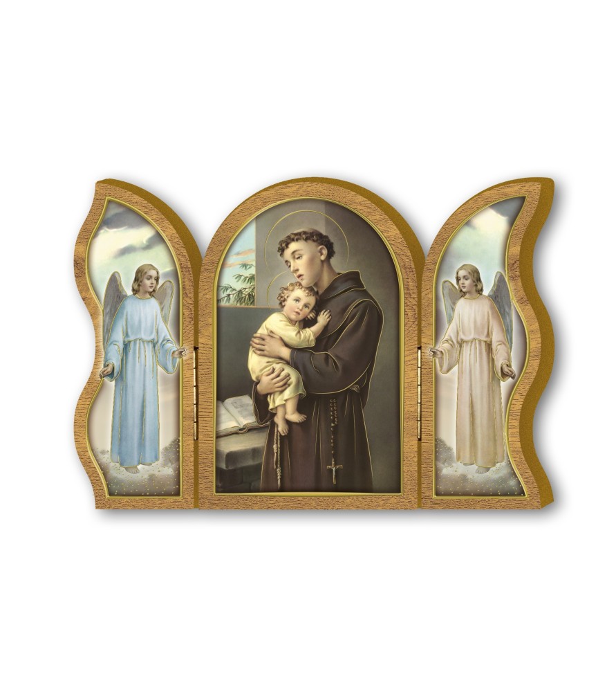 Trittico devozionale in legno di Sant'Antonio Trittico devozionale in legno di Sant'Antonio