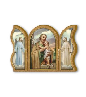 Trittico devozionale in legno di San Giuseppe