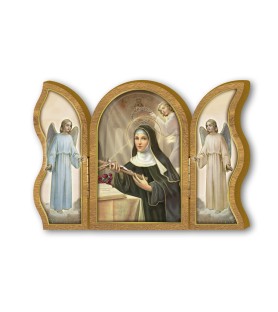 Trittico devozionale in legno di Santa Rita