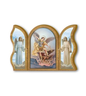 Trittico devozionale in legno di San Michele