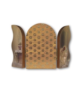 Trittico devozionale in legno di Padre Pio