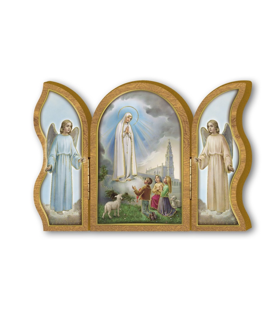 Trittico devozionale in legno della Madonna di Fatima Trittico devozionale in legno della Madonna di Fatima